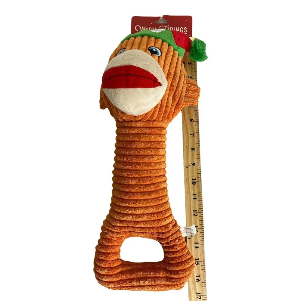 Dog Toys Pet Supplies Monkey Squeak 2 Squeaker Orange Santa Hat Red Lips 16